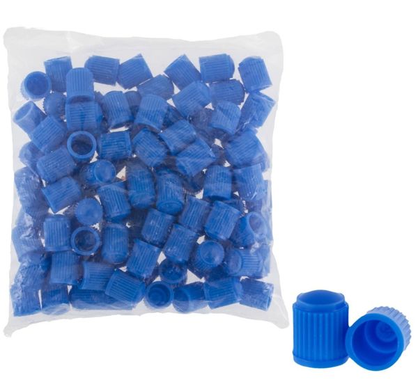 Plastikowe kapturki na zawory, nakrętki niebieskie - 100 szt
